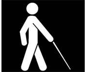 figure walking with white cane